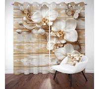 Dpvbffx Rideau Motif Orchidée Papillon Insecte Occultants Thermique Anti Froid, Rideau Anti Bruit, Rideaux Rayures Esthétique Simplicité Opaque, pour Chambre, Salon, Lot de 2 à Oeillets 70X145 cm