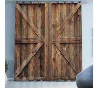 Dpvbffx Rideau Porte de Grange Rétro Occultants Thermique Anti Froid, Rideau Anti Bruit, Rétro des Années Rideaux Opaque, pour Chambre, Salon, Lot de 2 à Oeillets 70X145 cm