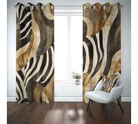 Dpvbffx Rideau Rayures Peau de Serpent 132X210 cm, Thermique Isolant Anti Froid, Rideaux Zèbre Animaux Safari Rétro Lot de 2, Rideaux Occultant Opaque à Oeillets, pour Chambre, Salon