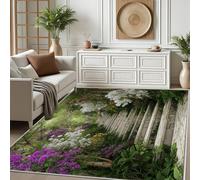 Dpvbffx Tapis d'entrée Intérieur Paysage Naturel, Tapis Forêt Jungle Vert 3D Doux Poil Ras Antidérapant Lavable Paillasson pour Entree Salon Chambre Cuisine Bureau 50x80 cm