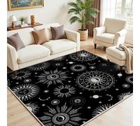 Dpvbffx Tapis d'entrée Intérieur Soleil Lune Étoilé Boheme, Tapis Divinatoire Tarot Céleste Gothique Doux Poil Ras Antidérapant Lavable Paillasson pour Entree Salon Chambre Cuisine Bureau 50x80 cm