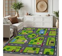 Dpvbffx Tapis d'entrée Intérieur Voiture Enfant, Tapis Route Enfant Route Circuit Voiture Ville Doux Poil Ras Antidérapant Lavable Paillasson pour Entree Salon Chambre Cuisine Bureau 40x60 cm