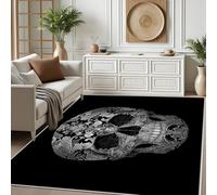 Dpvbffx Tapis Salon 240x300 cm Motif Tête de Mort Gothique, Crâne de Sucre Effrayant Tapis Chambre Fille Garcon Ado, Poil Ras Doux Antidérapant et Lavable pour Cuisine Couloir Bureau Salle à Manger
