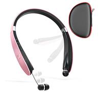 Dpvisn Casque Bluetooth pliable, sans fil, tour de cou avec écouteurs rétractables, écouteurs stéréo antibruit avec étui de transport pour le sport et l'exercice (doré)