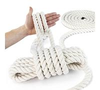 DQ-PP Corde en coton | 20 mm | 100 m | Fil de macramé | Cordon en coton | 3 brins torsadés | Corde naturelle | Corde de serrage | Fil