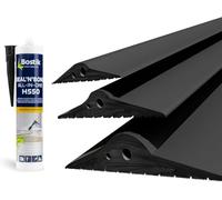 DQ-PP | JOINT DE PORTE DE GARAGE | 2m | 21mm x 115mm | avec de la colle de montage | noir | Scellage de sol | Seuil en caoutchouc EPDM | 2,1cm x 11,5cm