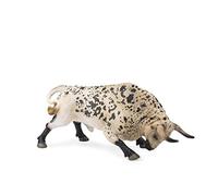 DQB DeQUBE- Bravo Ensabanado Embistiendo deqube,deqube Animal, Figurine de Taureau, 90110103, Blanc, 17x8x4,2
