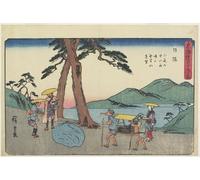 DQCJIYIGL Affiche de Arts Vue éloignée de la montagne Mugen et de la pierre de pleurs nocturnes à Sayo Monatain-pass Nissaka par Utagawa Hiroshige Pour la Décoration du Salon 60x90cm