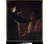 DQCJIYIGL Célèbre Art Décorative Imprimé Sur Toile Apparition de l'Ange à Saint par Georges De La Tour Imprimer Affiche Pour la Décoration de Bureau 60x90cm