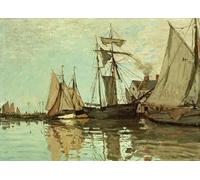 DQCJIYIGL Célèbre Art Décorative Imprimé Sur Toile Bateaux Dans Le Port De Honfleur De Claude Monet Imprimer Affiche Pour la Décoration de Bureau 60x90cm
