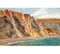 DQCJIYIGL Célèbre Art Décorative Imprimé Sur Toile Falaises colorées Alum Bay Isle of Wight par Alfred Robert Quinton Imprimer Affiche Pour la Décoration de Bureau 60x90cm
