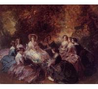 DQCJIYIGL Célèbre Art Décorative Imprimé Sur Toile l'impératrice Eugénie entourée de ses dames d'honneur Winterhalter Imprimer Affiche Pour la Décoration de Bureau 60x90cm