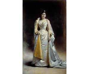 DQCJIYIGL Célèbre Art Décorative Imprimé Sur Toile Portrait en pied de Madame Albert Cahen d'Anvers Peinture de Leon Florentin Bonnat Imprimer Affiche Pour la Décoration de Bureau 60x90cm