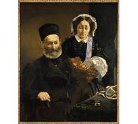 DQCJIYIGL Célèbre Art Décorative Imprimé Sur Toile Portraits de Monsieur et Madame Auguste Manet Parents de l'artiste Peinture d'Edouard Manet Imprimer Affiche Pour la Décoration de Bureau 60x90cm