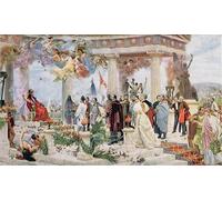 DQCJIYIGL Célèbre Art Décorative Imprimé Sur Toile Rideau de cérémonie du Théâtre national croate par Vlaho Bukovac Imprimer Affiche Pour la Décoration de Bureau 60x90cm