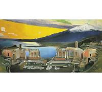DQCJIYIGL Célèbre Art Décorative Imprimé Sur Toile Ruines du théâtre grec de Taormina par Tivadar Kosztka Csontvary Imprimer Affiche Pour la Décoration de Bureau 60x90cm
