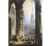 DQCJIYIGL Célèbre Art Décorative Imprimé Sur Toile Scène d'un porche d'église par Samuel Prout Imprimer Affiche Pour la Décoration de Bureau 60x90cm