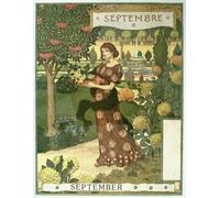 DQCJIYIGL Célèbre Art Décorative Imprimé Sur Toile Septembre une fille d'Eugène Grasset Imprimer Affiche Pour la Décoration de Bureau 60x90cm