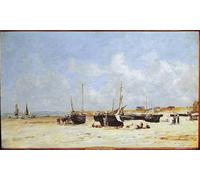 DQCJIYIGL Célèbre Art Décorative Imprimé Sur Toile sur la Plage de Berck Pas De Calais par Eugène Louis Boudin Imprimer Affiche Pour la Décoration de Bureau 60x90cm