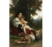 DQCJIYIGL Célèbre Art Décorative Imprimé Sur Toile une jeune fille se défendant contre Eros de William Adolphe Bouguereau Imprimer Affiche Pour la Décoration de Bureau 60x90cm