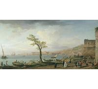 DQCJIYIGL Célèbre Art Décorative Imprimé Sur Toile Vue de la baie de Naples par Claude Vernet Imprimer Affiche Pour la Décoration de Bureau 60x90cm