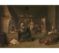 DQCJIYIGL Célèbre Poster Image Déco D'Art Murale Alchimiste de David Teniers le Jeune Murale Tableaux Toile Pour la Décoration Murale 60x90cm