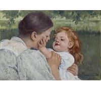 DQCJIYIGL Célèbre Poster Image Déco D'Art Murale Caresse maternelle par Mary Cassatt Murale Tableaux Toile Pour la Décoration Murale 60x90cm