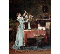 DQCJIYIGL Célèbre Poster Image Déco D'Art Murale Composer un bouquet par Mihály Munkácsy Murale Tableaux Toile Pour la Décoration Murale 60x90cm