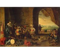DQCJIYIGL Célèbre Poster Image Déco D'Art Murale Corps de garde de David Teniers le Jeune Murale Tableaux Toile Pour la Décoration Murale 60x90cm