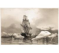 DQCJIYIGL Célèbre Poster Image Déco D'Art Murale Corvettte the Recherche Near Island on Th August by François Auguste Biard Murale Tableaux Toile Pour la Décoration Murale 60x90cm