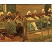 DQCJIYIGL Célèbre Poster Image Déco D'Art Murale Couseuses à Huyzen de Max Liebermann Murale Tableaux Toile Pour la Décoration Murale 60x90cm