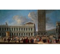 DQCJIYIGL Célèbre Poster Image Déco D'Art Murale la Piazzetta et la Piazza San Marco de Luca Carlevaris Murale Tableaux Toile Pour la Décoration Murale 60x90cm