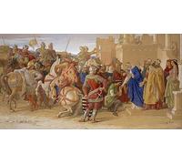 DQCJIYIGL Célèbre Poster Image Déco D'Art Murale Les chevaliers de la table ronde sur le point de partir en quête du Saint Graal par William Dyce Pour la Décoration Murale 60x90cm