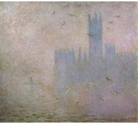DQCJIYIGL Célèbre Poster Image Déco D'Art Murale Mouettes la Tamise à Londres les Chambres du Parlement par Claude Monet Murale Tableaux Toile Pour la Décoration Murale 60x90cm