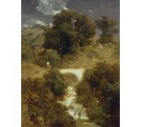 DQCJIYIGL Célèbre Poster Image Déco D'Art Murale Paysage romain avec un pont par Arnold Böcklin Murale Tableaux Toile Pour la Décoration Murale 60x90cm