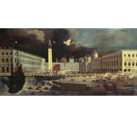 DQCJIYIGL Célèbre Poster Image Déco D'Art Murale une vue imaginaire de San Marco depuis le Bacino le jour de l'Ascension par François De Nome Murale Tableaux Toile Pour la Décoration Murale 60x90cm
