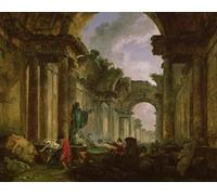 DQCJIYIGL Célèbre Poster Image Déco D'Art Murale Vue imaginaire de lagalerie du Louvre en ruines par Hubert Robert Murale Tableaux Toile Pour la Décoration Murale 60x90cm