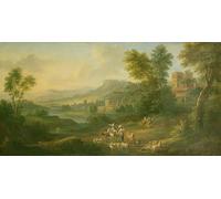 DQCJIYIGL De Célèbres Tableaux Affiche de Arts Affiche Artistique Conducteurs et bergères dans un paysage pastoral idyllique par Isaac De Moucheron Prints Toile Pour la Décoration du Salon 60x90cm