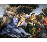 DQCJIYIGL De Célèbres Tableaux Affiche de Arts Affiche Artistique Dame et enfant entre les saints Catherine d'Alexandrie et par un artiste célèbre Prints Toile Pour la Décoration du Salon 60x90cm