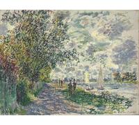 DQCJIYIGL De Célèbres Tableaux Affiche de Arts Affiche Artistique la Banque du Petit Gennevilliers de Claude Monet Prints Toile Pour la Décoration du Salon 60x90cm