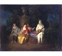 DQCJIYIGL De Célèbres Tableaux Affiche de Arts Affiche Artistique le Quatuor de Jean Antoine Watteau Prints Toile Pour la Décoration du Salon 60x90cm