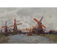 DQCJIYIGL De Célèbres Tableaux Affiche de Arts Affiche Artistique Moulins à Westzijderveld près de Zaandam par Claude Monet Prints Toile Pour la Décoration du Salon 60x90cm