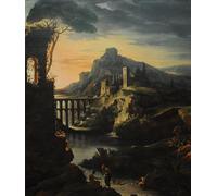 DQCJIYIGL De Célèbres Tableaux Affiche de Arts Affiche Artistique Paysage du soir avec un aqueduc - Théodore Géricault Prints Toile Pour la Décoration du Salon 60x90cm