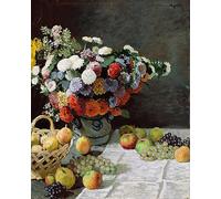 DQCJIYIGL De Célèbres Tableaux Affiche de Arts Affiche Artistique Stillleben Mit Blumen Und Früchten de Claude Monet Prints Toile Pour la Décoration du Salon 60x90cm