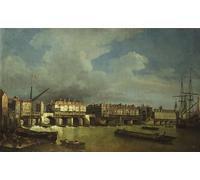 DQCJIYIGL De Célèbres Tableaux Affiche de Arts Affiche Artistique une vue sur le vieux pont de Londres avec des péniches sur la Tamise par le célèbre peintre Pour la Décoration du Salon 60x90cm
