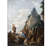 DQCJIYIGL De Célèbres Tableaux Moderne Toile Décor Art Mural Classique Capriiiiiiccio avec la prédication de saint Jean-Baptiste de Paolo Pannini Pour la Décoration de la Chambre à Coucher 60x90cm