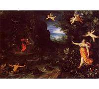 DQCJIYIGL De Célèbres Tableaux Moderne Toile Décor Art Mural Classique Circé et Ulises de Jan l'Ancien Brueghel Abstrait Peinture Pour la Décoration de la Chambre à Coucher 60x90cm
