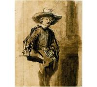 DQCJIYIGL De Célèbres Tableaux Moderne Toile Décor Art Mural Classique Étude pour l'un des syndics, Volkert Jansz. de Rembrandt Van Rijn Pour la Décoration de la Chambre à Coucher 60x90cm
