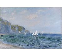 DQCJIYIGL De Célèbres Tableaux Moderne Toile Décor Art Mural Classique Falaises et voiliers à Pourville par Claude Monet Abstrait Peinture Pour la Décoration de la Chambre à Coucher 60x90cm