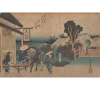 DQCJIYIGL De Célèbres Tableaux Moderne Toile Décor Art Mural Classique Fourche Totsuka Motomachi' par Utagawa Hiroshige Abstrait Peinture Pour la Décoration de la Chambre à Coucher 60x90cm